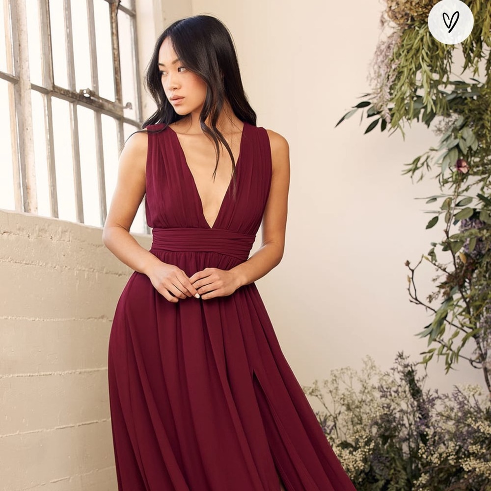 Lulus Heavenly Hues Burgundy Maxi Dress